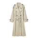 Women's Belted Longline Trench Coat with Wide Collar