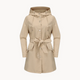 Women's Belted Hooded Trench Coat with Button Front