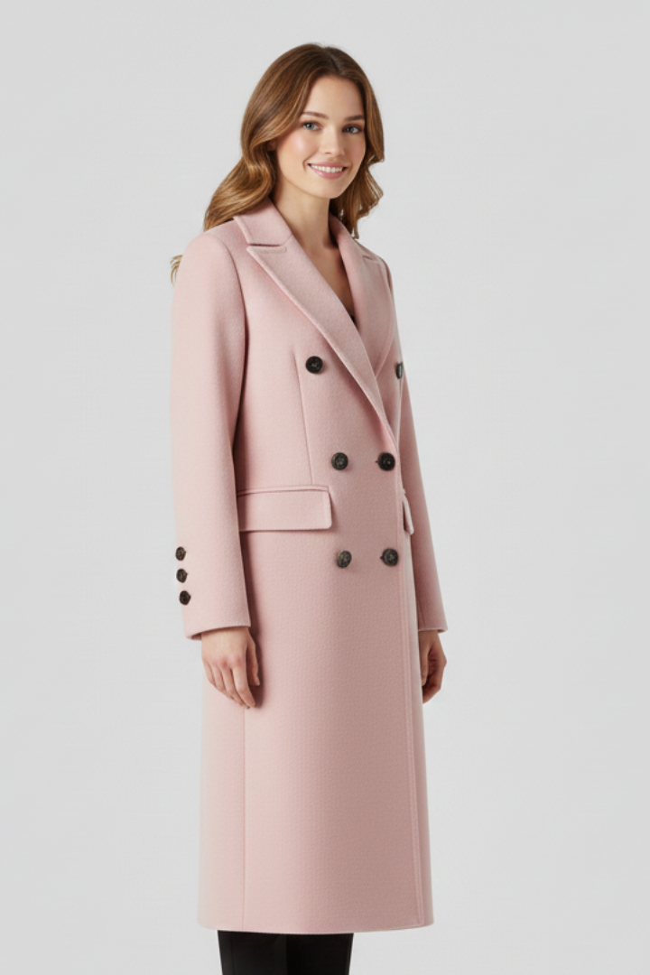 Women Coat with Lapel Collar and Button Closure