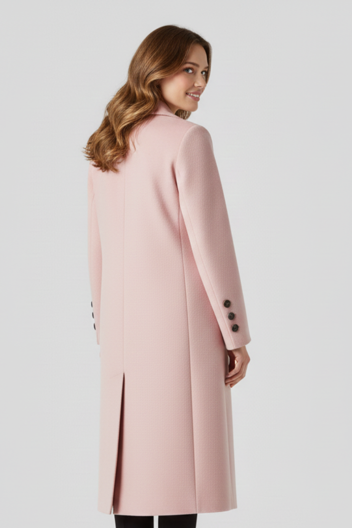 Women Coat with Lapel Collar and Button Closure