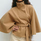 Anneke | Women's Belted Cape Coat | Funnel Collar