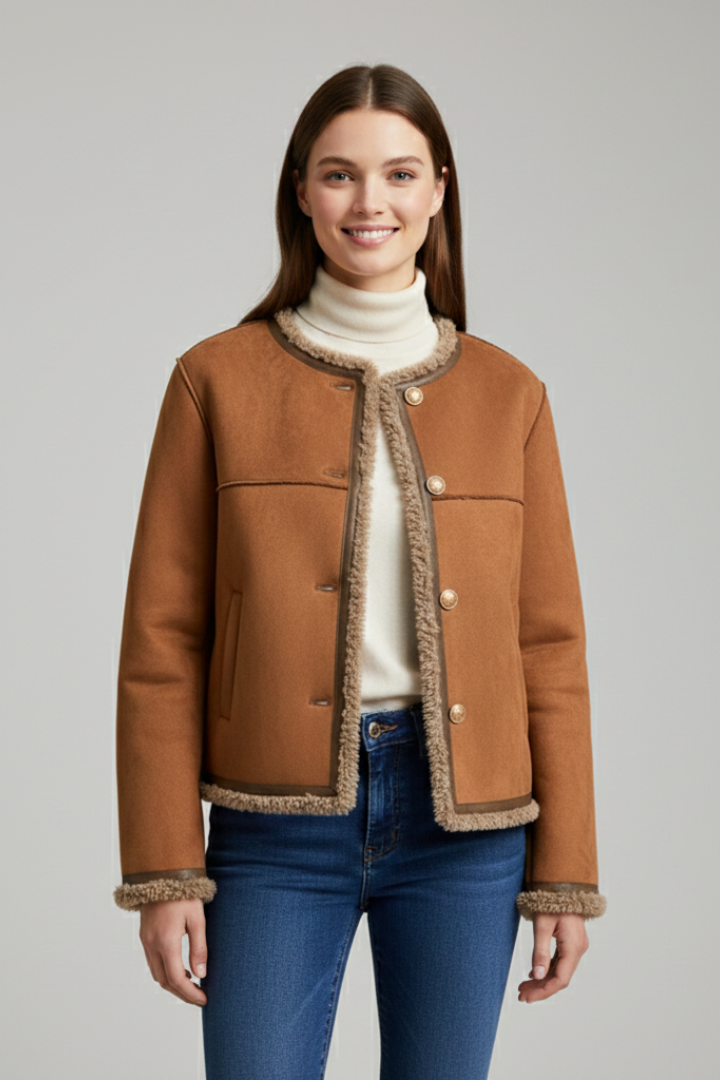 Audrey | Women's Cropped Jacket | Contrast Trim - Vellmont & Co.