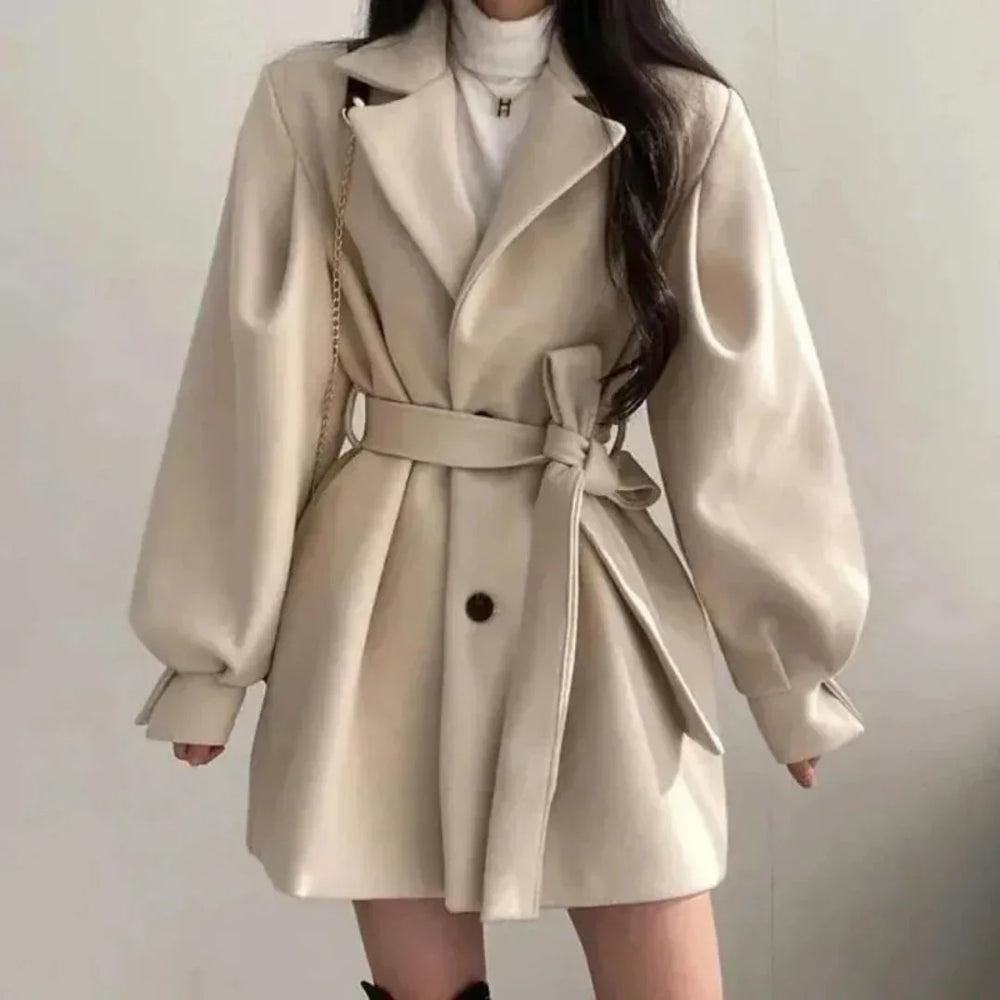 Chloe | Women's Belted Trench Coat | Balloon Sleeves - Vellmont & Co.