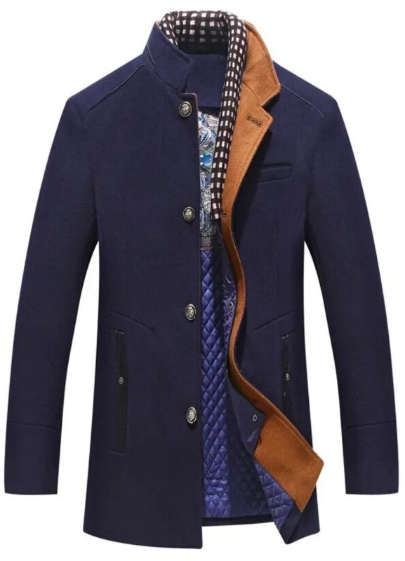Colin | Men's Stand Collar Coat | Quilted Lining - Vellmont & Co.