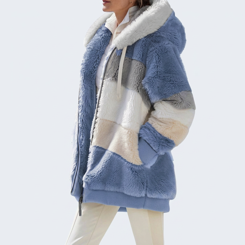 Darcey | Women's Multicolor Puffer Jacket | Faux Fur Hood - Vellmont & Co.