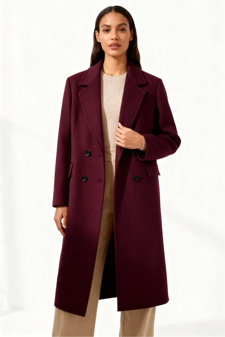 Esme | Women's Double-Breasted Long Coat | Wool Blend - Vellmont & Co.