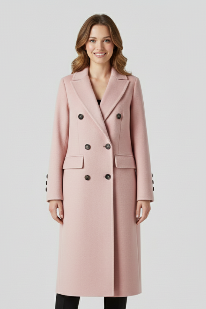 Evelyn | Women's Double-Breasted Coat | Lapel Collar - Vellmont & Co.