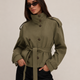 Ines | Women's Cropped Trench Jacket | Lace-Up Detail