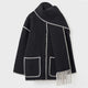 Women's Wrap Coat with Scarf Detail and Fringe Trim
