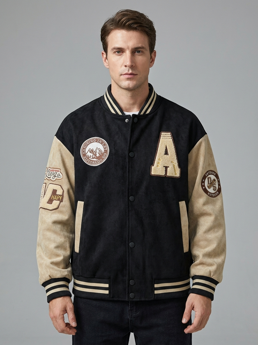 Owen | Men's Varsity Jacket | Embroidered Patches - Vellmont & Co.